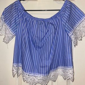 Forever 21 Blue Off-the-Shoulder Top